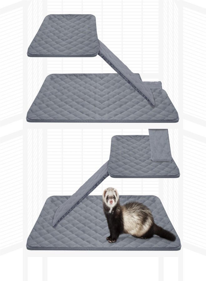 Paw Inspired Fitted Fleece Liners for Ferret Nation, Critter Nation Cage for Ferrets, Rats, Chinchillas, Hedgehogs & Other Small Animals (Gray, Double Unit Set) - Image 2